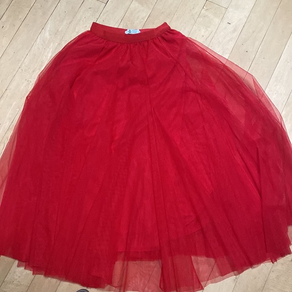 Red chiffon midi skirt fully lined - Picture 8 of 8